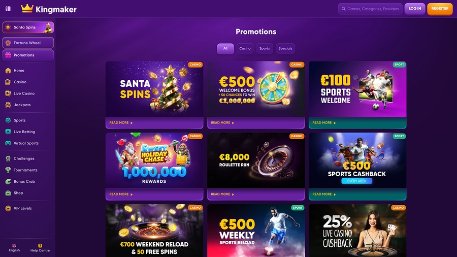Iniciar sesión en Kingmaker Casino